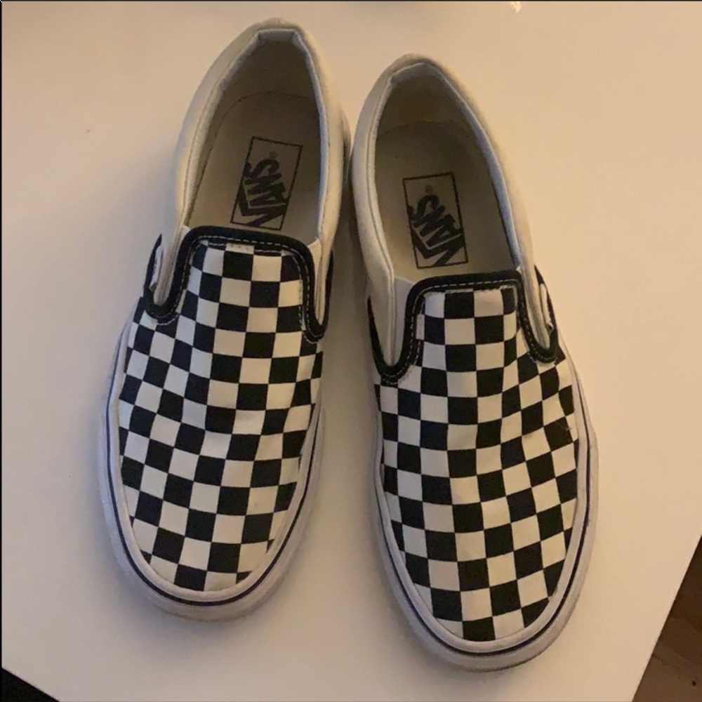 Checkered slip on vans